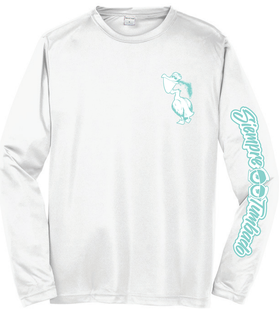 Pelican Long Sleeve Dri Fit White/Teal