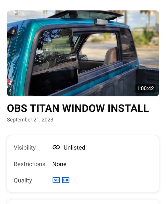 Obs titan window installation