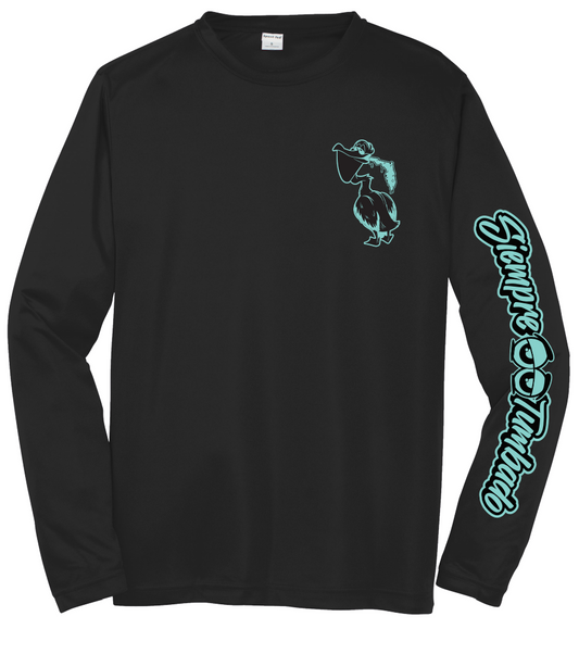 Pelican Long sleeve black and teal Dri fit