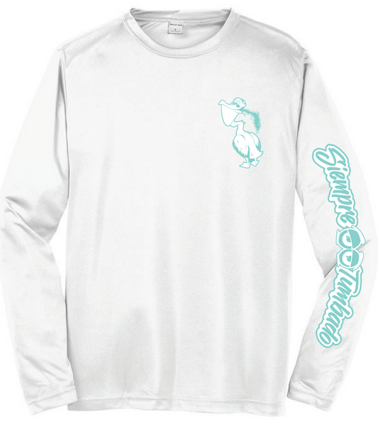 Pelican Long Sleeve Dri Fit White/Teal